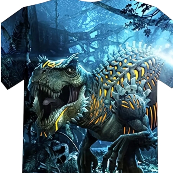 T-Rex 3D graphic print t-shirt. Lightweight, comfy crew neck. Sz. boys 9-10 yrs. - Picture 2 of 4